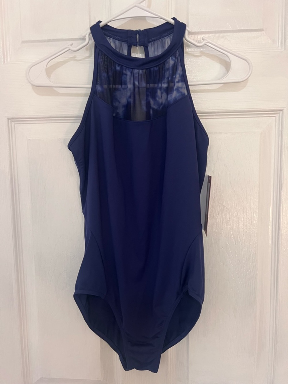 Mirella Blue Tie-Dye Racerback Leotard